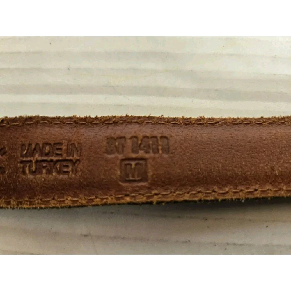 Fossil Leather Womens Girls Leather Belt Tarnished Brass Buckle, Size M